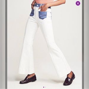 Faherty Lou Lou white with blue denim flare jeans